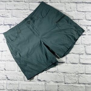 Eddie Bauer Womens 10 Hiking Shorts Blue Grey Cargo Outdoor Stretchy Nylon Blend